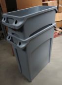 2 x New Rubbermaid Slim Jim Waste Bins - Ref: GSG143 - CL999 - Location: Altrincham WA14Stock images