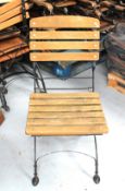4 x Fontenay Garpa Outdoor Belle Époque Style Folding  Bistro Garden Chairs - Teak Wood with a Steel