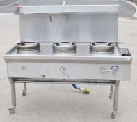 1 x ACK Heavy Duty Three Burner Wok Range Cooker - Natural Gas - Manufactured in 2022 - Ref: