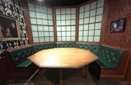 1 x Studded Back U Shaped Seating Bench Featuring a Green Faux Leather Upholstery