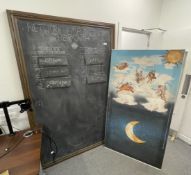 1 x Large Renaissance Style Canvas Artwork and 1 x Large Framed 200 x 100 cm Chalkboard
