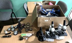 1 x Assorted Job Lot to Include 2 x Apex Microscopes, Two Boxes of Spectacle Glasses and Cases