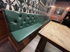 1 x Banqueting Studded Back 18ft Seating Bench Featuring a Green Faux Leather Upholstery