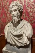 1 x Greek God of War and Courage ARES Bust on Plinth - Dimensions: H165 x W45 x D45 cms