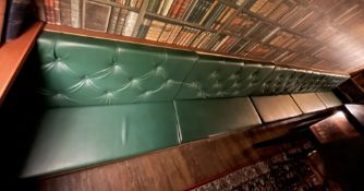 1 x Banqueting Studded Back 16ft Seating Bench Featuring a Green Faux Leather Upholstery