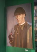 3 x Sherlock Holmes Portraits in Ornate Gold Frames / Canvas - Approx Dimensions: 105 x 74 cms