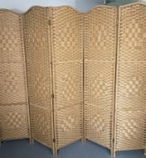 3 x Natural 6 Panel Wicker Room Dividers - Includes Three Hand Made Privacy Screens