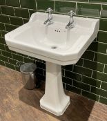 4 x Burlington Traditional Style Sink Basins with Pedestals and Chrome Taps