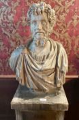 1 x Greek God of War and Courage ARES Bust on Plinth - Dimensions: H165 x W45 x D45 cms
