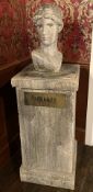 1 x Greek God of Messengers and Luck HERMES Bust on Plinth - Dimensions: H165 x W45 x D45 cms