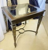 1 x Glass-Topped Side Table with a Dark Wood Frame - Ref: AAS149 / OCC-LNG - CL1049 - NO VAT ON