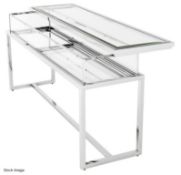 1 x EICHHOLTZ 'Harvey' Luxury Bauhaus-Inspired Stainless Steel & Glass Console Table - ORP £5,200