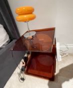 1 x Bauhaus-style Acrylic Bedside Table and Macaron Lamp in Atomic Orange