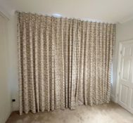 1 x Pair of Premium Curtains in a Painterly Printed Design - From an Exclusive Mayfair Residence