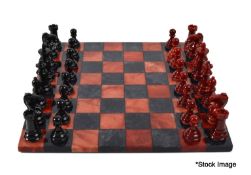 1 x PURLING Stone Chess Set In Red & Black - Original Price £950.00 - Ref: HNB745/6601713/NHC12 -