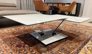 1 x Modern Designer Extendable Coffee Table with Revolving Ceramic Marbled Tops