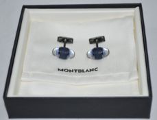 1 x MONTBLANC StarWalker Cufflinks in Steel and Lacquer - Original Price £420.00 - Ref: HNB749