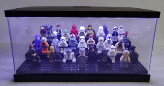 1 x Assorted Collection of 33 Genuine Lego Star Wars Figures in Display Case - NO VAT ON THE HAMMER