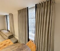 2 x Pairs of Premium Quality Patterned Textured Curtains in Grey, Both with a 2.4-Metre Drop