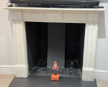 1 x White Marble Fireplace Surround Mantel with Classical-style Carvings - From an Exclusive Mayfair