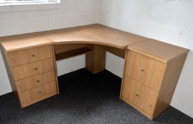1 x Corner Office Desk with Two Matching Sets of Drawers