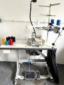 1 x Pegasus M600 Series Industrial Overlock Sewing Machine with Table, Light and Foot Lifter