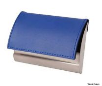 200 x Stainless Steel Business Card Cases With Blue Flap - Ref: 402007.04.25/NPS40 - CL945 -