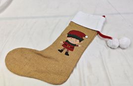 80 x Natural Christmas Stockings With Elf Picture - 50 X 34cm - Ref: TSC400312/NPS34 - CL945 -