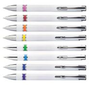 500 x Ashworth Ballpens Featuring Black Ink, a White Gloss Barrel, Chrome Detail and a Trim