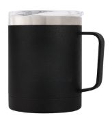 36 x Savannah 330ml Stainless Steel Mug with Handle and Push Fit Sipper Lids - Colour: Black - New B