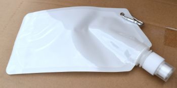 500 x Collapsible Drinking Bottle with Hanging Clip - 820ml Capacity - Colour: White - New Boxed