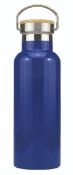 50 x Denver Stainless Steel 500ml Drinking Bottles with Bamboo Screw Lids - Colour: Navy - New Boxed
