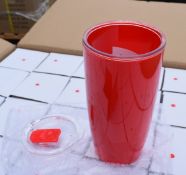 36 x Ivan Drinks Tumblers with Clear Sip Through Lid - Colour: Red - New Boxed Stock - Ref: 701475.0