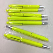 50 x Skater Neon Push Button Ball Pens In Neon Yellow - Ref: 691907/NPS41 - CL945 - Location: