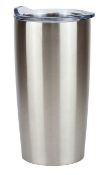 36 x Remo Stainless Steel Drinks Tumblers with Clear Sip Through Lid - Colour: Steel - New Boxed Sto