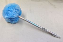 100 x Pompom Pens In Iridescent Silver With A Blue Pompom - Ref: TSC100466/NPS38 - CL945 - Location: