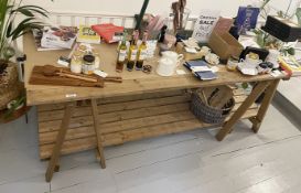 1 x Handmade Reclaimed Wood 2.2-Metres Long Rustic Dining Table - From an Artisanal Bistro and