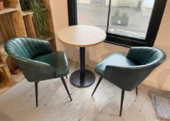 3-Piece Dining Set Including 2 x Leather Upholstered Chairs and a Wooden Topped Bistro Table