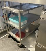 1 x Commercial Heavy Duty Stainless Steel 3-Tier Kitchen Utility Cart on Castors - From an Artisanal