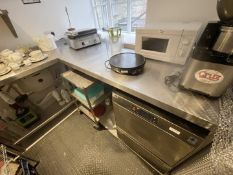 1 x Commercial L-Shaped Stainless Steel Prep Counter with Undershelf and Basin - From an Artisanal