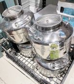 4 x Tulsi 5-Litre Refillable Steel Drums for storing Oils & Vinegars - From an Artisanal Bistro,