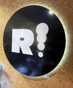 1 x Large Circular Backlit Wall Signage - From an Artisanal Bistro and Coffee Shop located in the