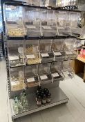 15 x Wall-mountable 12.5L Gravity Food Dispensers on a Single-sided Gondola Retail Display Stand