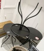 Set of 3 x Round Metal Bistro-Style Tables in Black - From an Artisanal Bistro and Coffee Shop