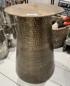 1 x Round Hammered Metal Side Table - From an Artisanal Bistro and Coffee Shop located in the