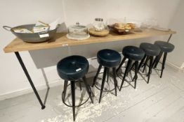 1 x Rustic Wooden Wall Mounted Breakfast Bar Table, 2.6-Metres Wide - From an Artisanal Bistro,