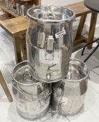 3 x Milk-Churn Style Stainless Steel Beverage Dispenser with a Chromed Finish - From an Artisanal