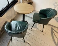 3-Piece Dining Set Including 2 x Leather Upholstered Chairs and a Wooden Topped Bistro Table with