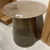 1 x Round Hammered Metal Side Table - From an Artisanal Bistro and Coffee Shop located in the
