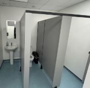1 x Commercial Toilet Cubicle and Washroom Facilities - Set Includes Two Toilet Pans with Modern